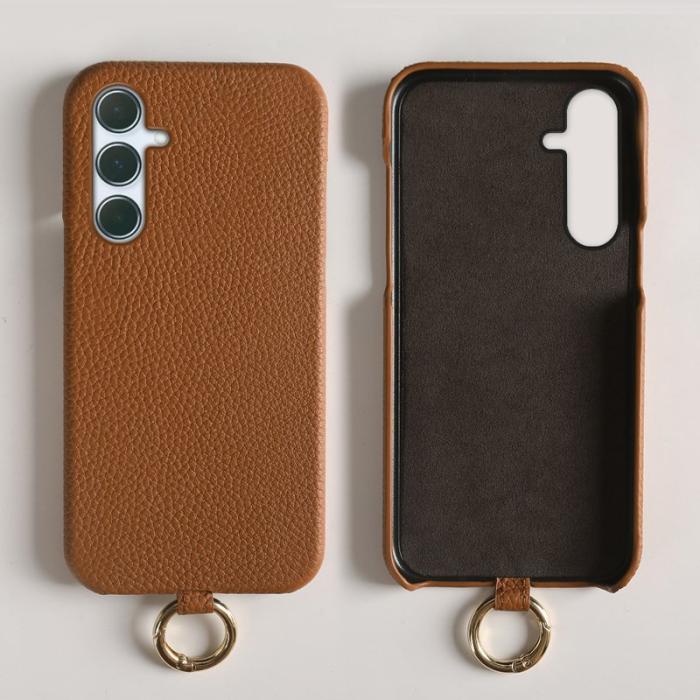 OEM - Samsung Galaxy A55 5G Skal Äkta Läder PC - Brun