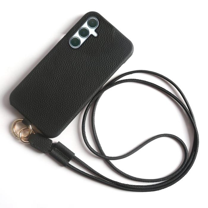 OEM - Samsung Galaxy A55 5G Skal Äkta Läder PC - Svart