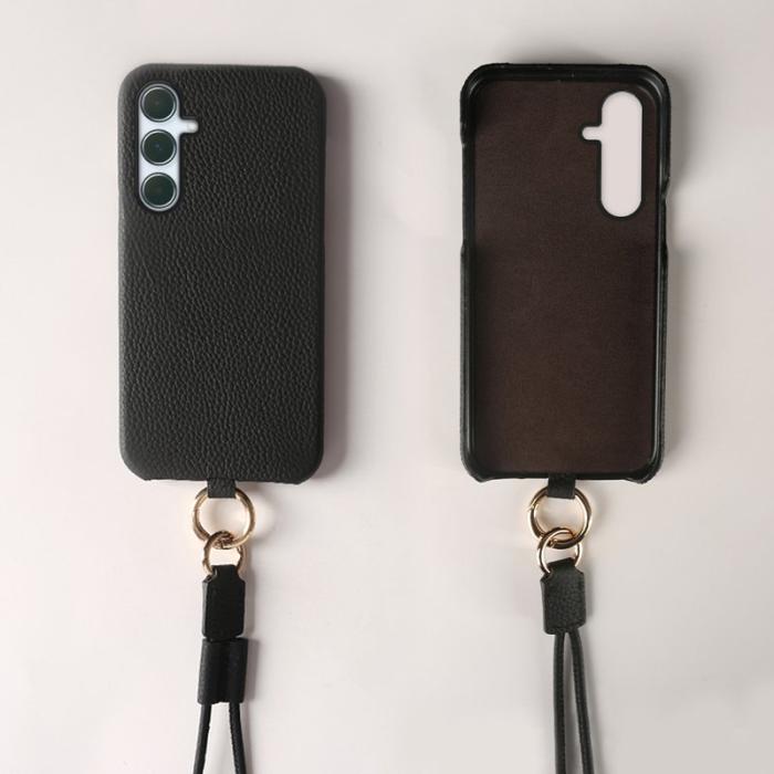 OEM - Samsung Galaxy A55 5G Skal Äkta Läder PC - Svart