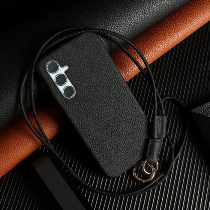 OEM - Samsung Galaxy A55 5G Skal Äkta Läder PC - Svart