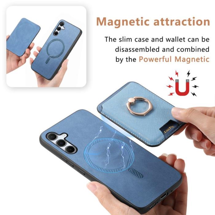 OEM - Mobilskal till Samsung Galaxy A55 5G Äkta Läder + Plast - Blå