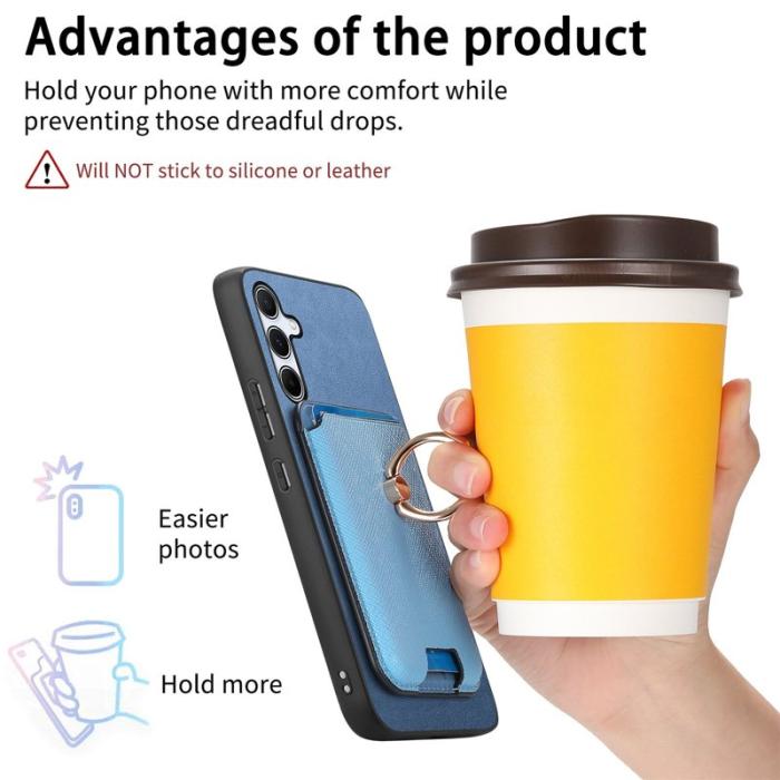 OEM - Mobilskal till Samsung Galaxy A55 5G Äkta Läder + Plast - Blå