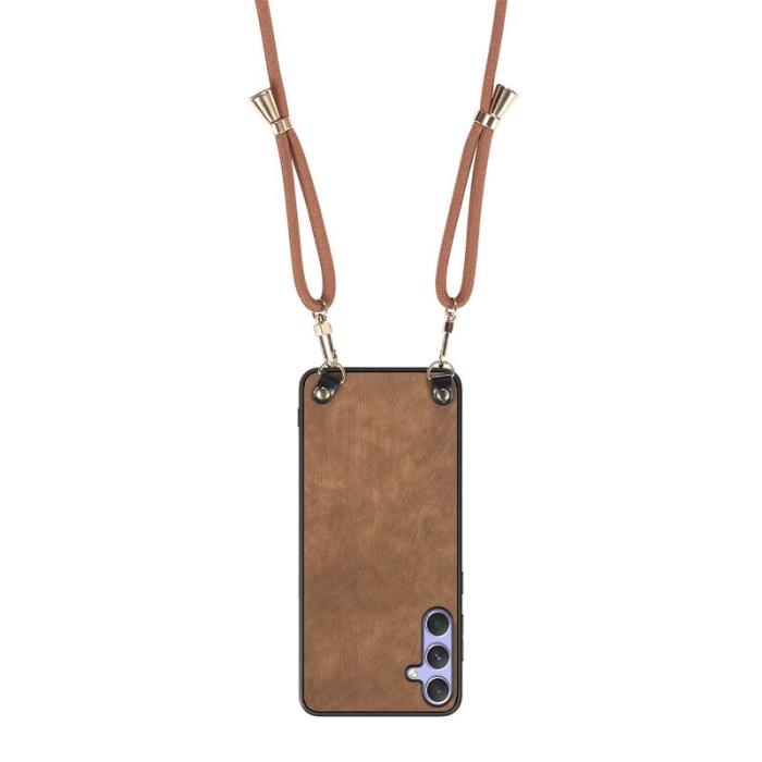 OEM - Samsung Galaxy A55 5G Skal Äkta Läder Retro - Brun