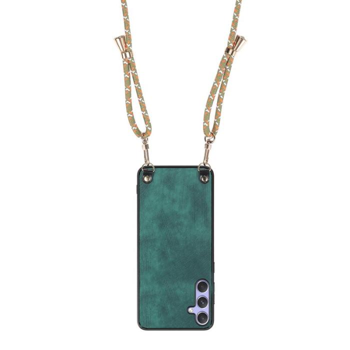 OEM - Samsung Galaxy A55 5G Skal Äkta Läder Retro - Grön