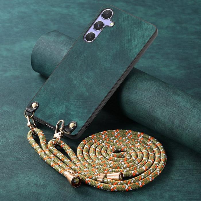 OEM - Samsung Galaxy A55 5G Skal Äkta Läder Retro - Grön