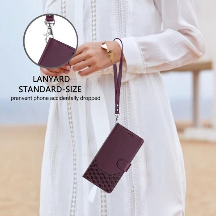 OEM - Samsung Galaxy A55 5G Skal Äkta Läder RFID Skydd - Mörklila