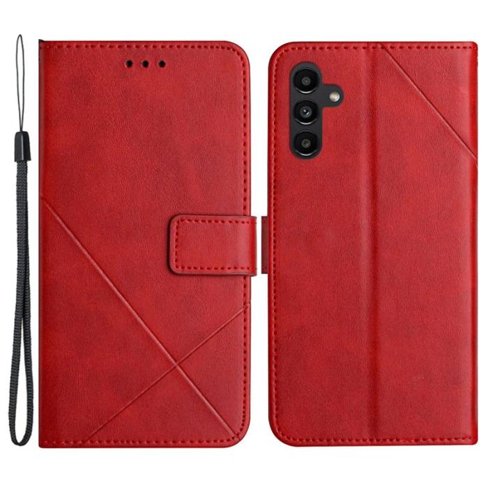 OEM - Samsung Galaxy A55 5G Skal Äkta Läder Solid Färg - Röd