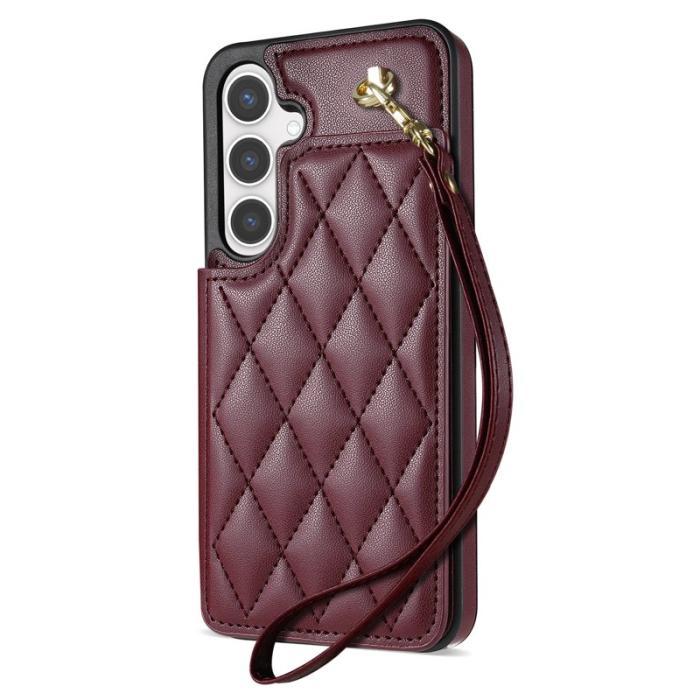 OEM - Mobilskal till Samsung Galaxy A55 5G Äkta Läder + TPU - Vinröd