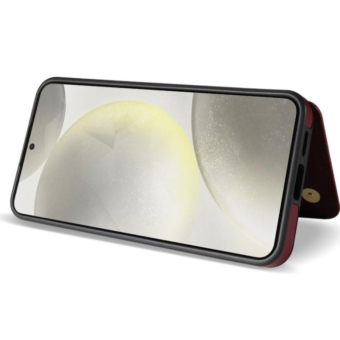 OEM - Mobilskal till Samsung Galaxy A55 5G Äkta Läder + TPU - Vinröd