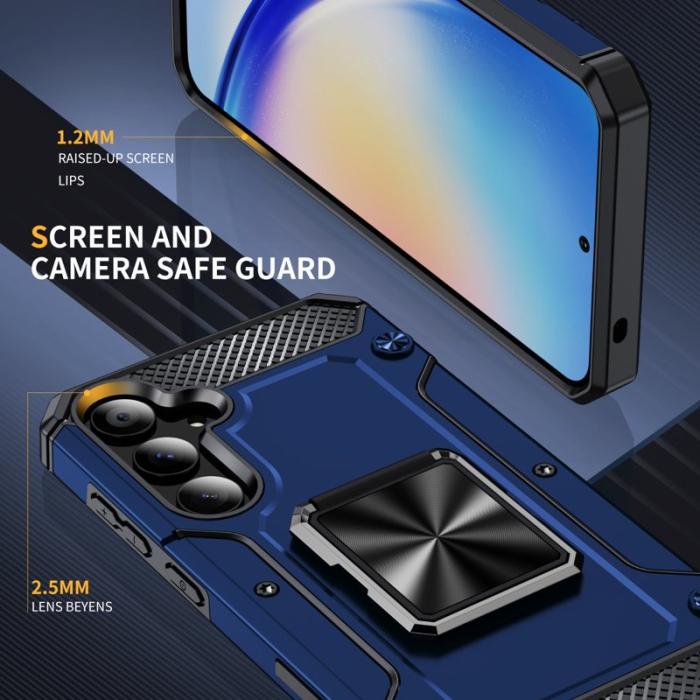 OEM - Samsung Galaxy A55 5G Skal Anti-Drop Plast Kickstand - Blå