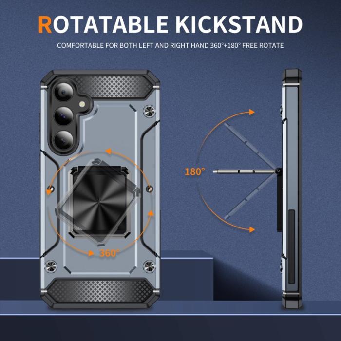 OEM - Samsung Galaxy A55 5G Skal Anti-Drop Plast Kickstand - Grå