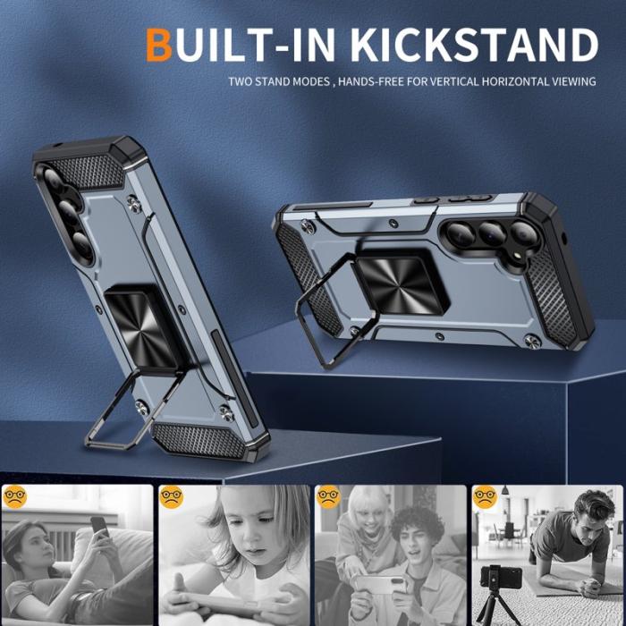 OEM - Samsung Galaxy A55 5G Skal Anti-Drop Plast Kickstand - Grå