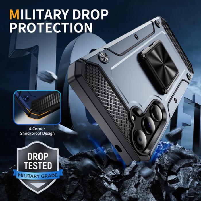 OEM - Samsung Galaxy A55 5G Skal Anti-Drop Plast Kickstand - Grå