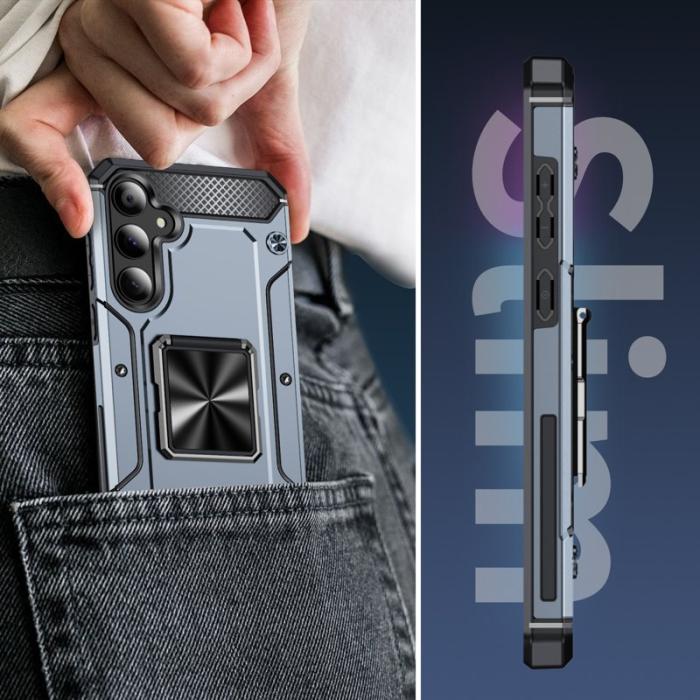 OEM - Samsung Galaxy A55 5G Skal Anti-Drop Plast Kickstand - Grå