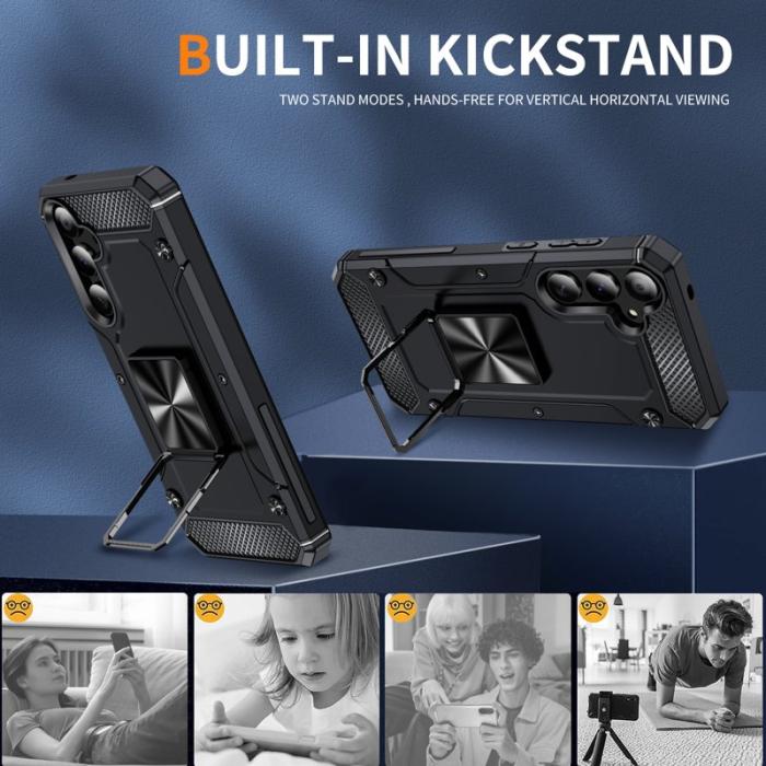 OEM - Samsung Galaxy A55 5G Skal Anti-Drop Plast Kickstand - Svart