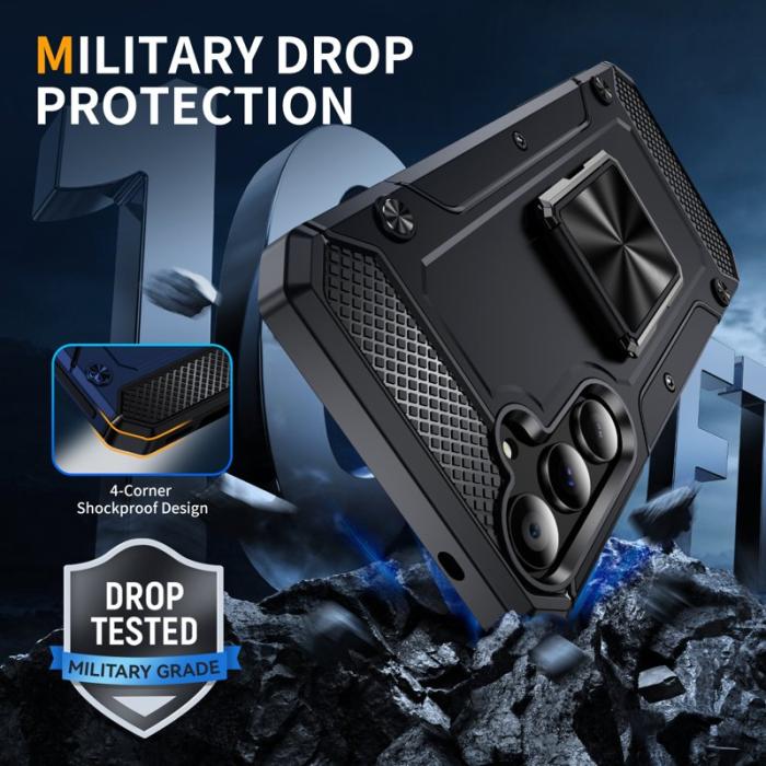 OEM - Samsung Galaxy A55 5G Skal Anti-Drop Plast Kickstand - Svart