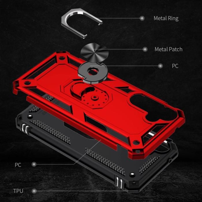 OEM - Samsung Galaxy A55 5G Skal Anti-rep TPU+PC Med Ring Ställ - Röd