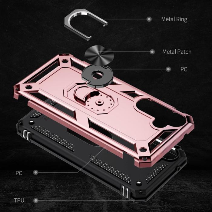 OEM - Samsung Galaxy A55 5G Skal Anti-rep TPU+PC Med Ring Ställ - Roséguld