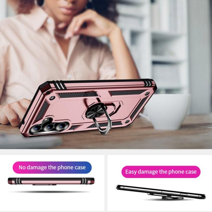 OEM - Samsung Galaxy A55 5G Skal Anti-rep TPU+PC Med Ring Ställ - Roséguld