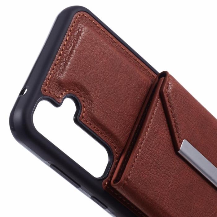 OEM - Samsung Galaxy A55 5G Skal Avtagbart Äkta Läder + TPU - Brun