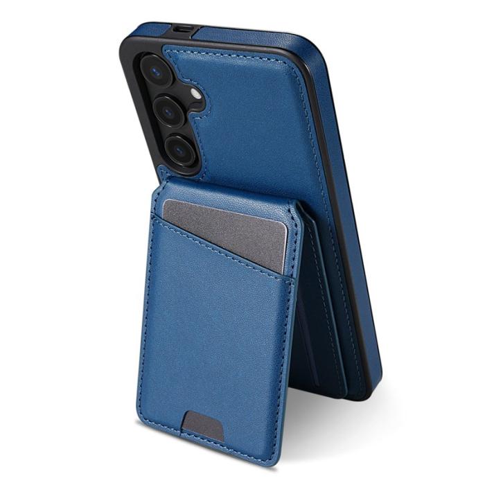 OEM - Samsung Galaxy A55 5G Mobilskal Avtagbart KortPU Läder - Blå