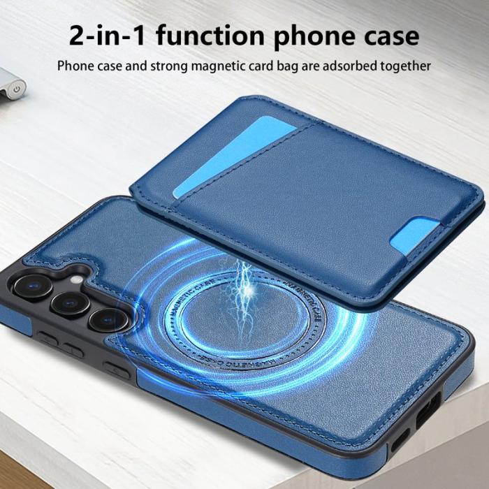 OEM - Samsung Galaxy A55 5G Mobilskal Avtagbart KortPU Läder - Blå