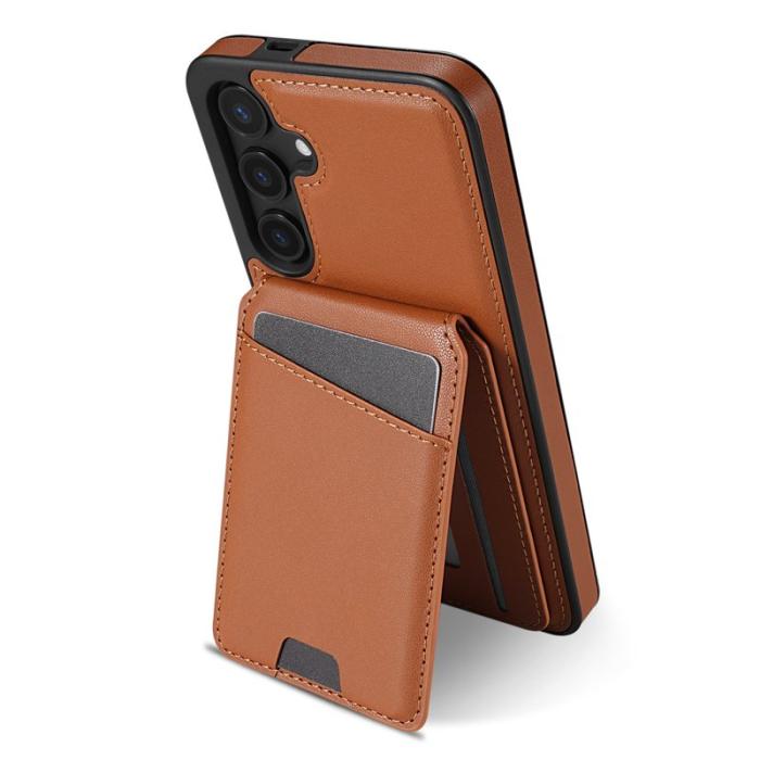 OEM - Samsung Galaxy A55 5G Mobilskal Avtagbart KortPU Läder - Brun