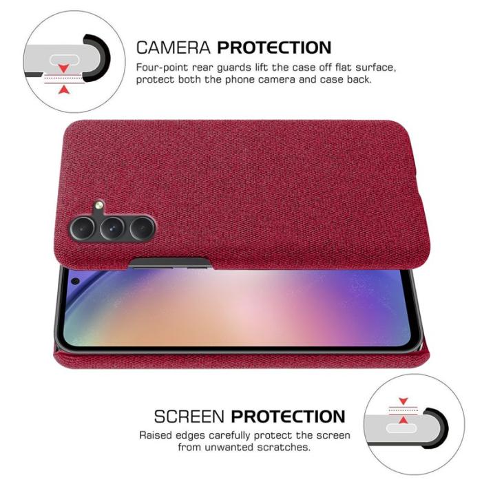OEM - Samsung Galaxy A55 5G Skal Cloth+PC Stöttålig Slim - Röd
