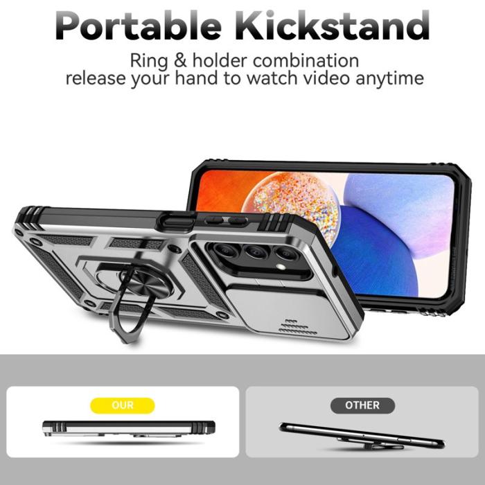 OEM - Samsung Galaxy A55 5G Skal Combo Plast Kickstand Anti-Drop - Silver