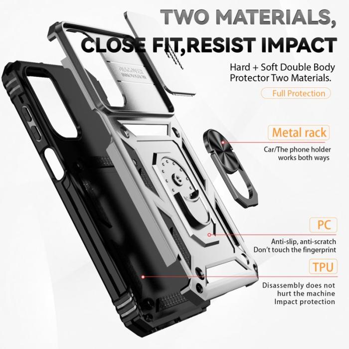 OEM - Samsung Galaxy A55 5G Skal Combo Plast Kickstand Anti-Drop - Silver