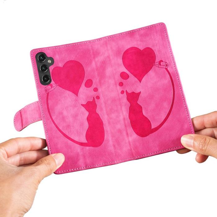 OEM - Mobilskal till Samsung Galaxy A55 5G Fällbart Ställ KonstLäder - Rosa