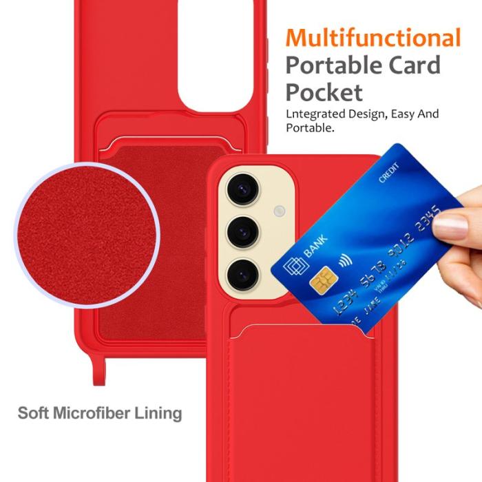 OEM - Samsung Galaxy A55 5G Mobilskal Flytande Silikon Kort- Röd