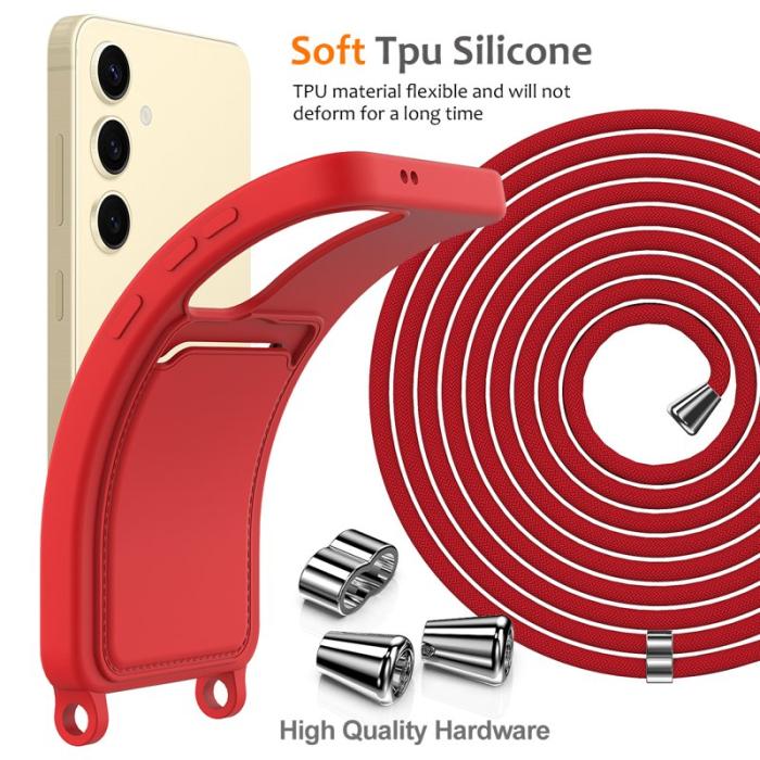 OEM - Samsung Galaxy A55 5G Mobilskal Flytande Silikon Kort- Röd