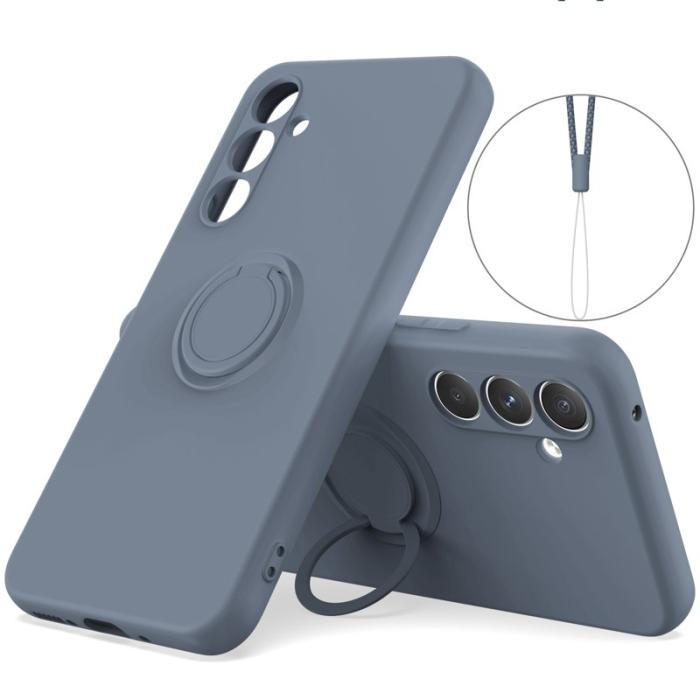 OEM - Samsung Galaxy A55 5G Skal Flytande Silikon Med Ring - Mörkblå