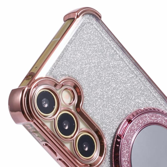 OEM - Samsung Galaxy A55 5G Skal Glittrande Kickstand TPU - Rosa