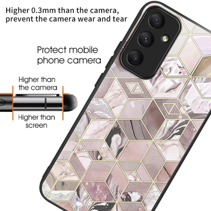 OEM - Mobilskal till Samsung Galaxy A55 5G Härdat Glas Bakcover Mönster - Block Marmor