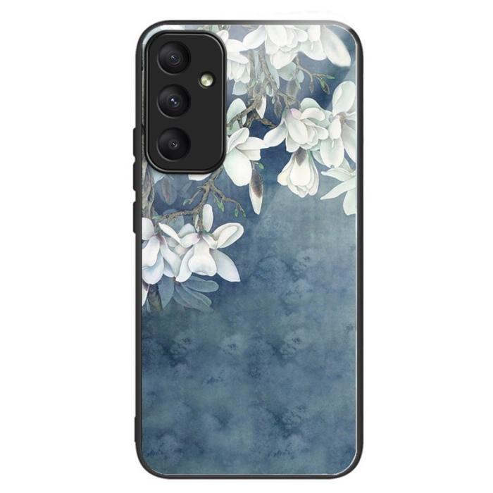 OEM - Samsung Galaxy A55 5G Skal Härdat Glas Bakcover Mönster - Magnolia