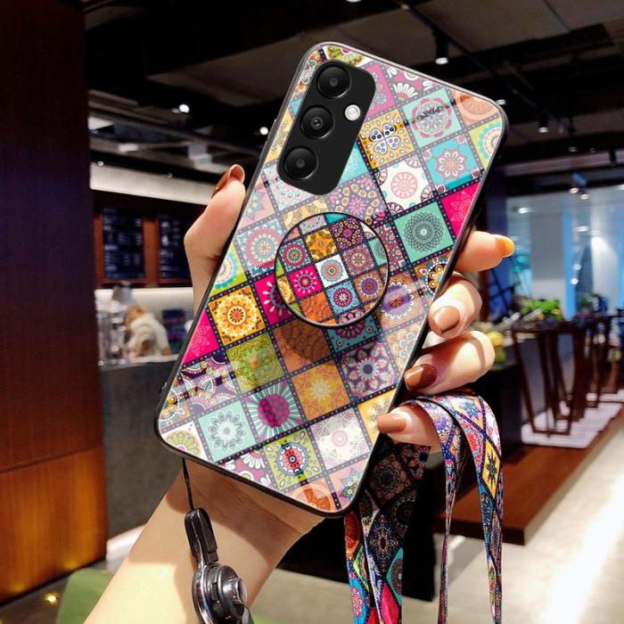 OEM - Samsung Galaxy A55 5G Skal Härdat Glas Med Ställ - Färg Mönster