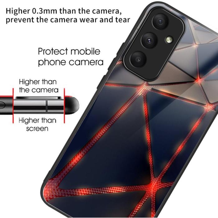 OEM - Samsung Galaxy A55 5G Skal Härdat Glas med TPU Ram - Röd Linie