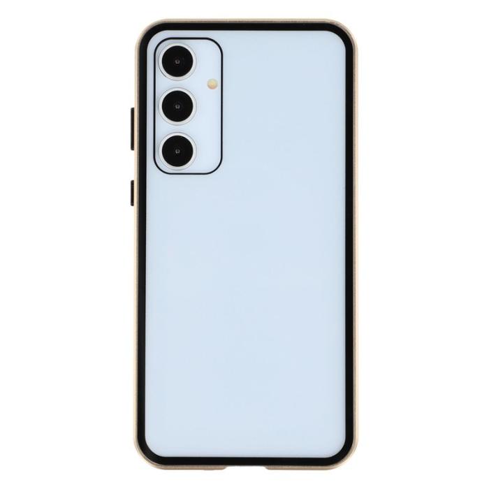 OEM - Samsung Galaxy A55 5G Skal Härdat Glas Metall Magnetlås - Guld
