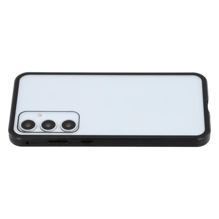 OEM - Samsung Galaxy A55 5G Skal Härdat Glas Metall Magnetlås - Svart