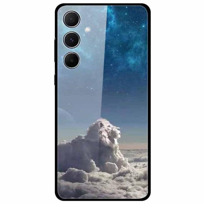 OEM - Samsung Galaxy A55 5G Skal Härdat Glas Mönster - Cloud Lion
