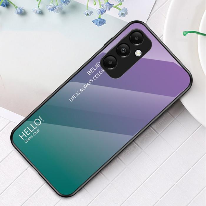 OEM - Samsung Galaxy A55 5G Skal Härdat Glas + Plast - Gradient Lila