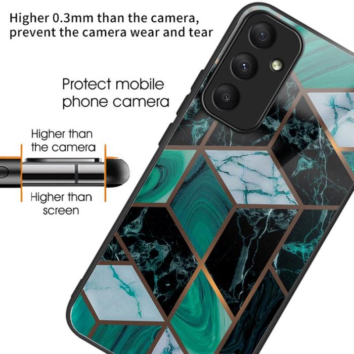 OEM - Samsung Galaxy A55 5G Skal Härdat Glas + Plast Marmor Mönster - Stil N