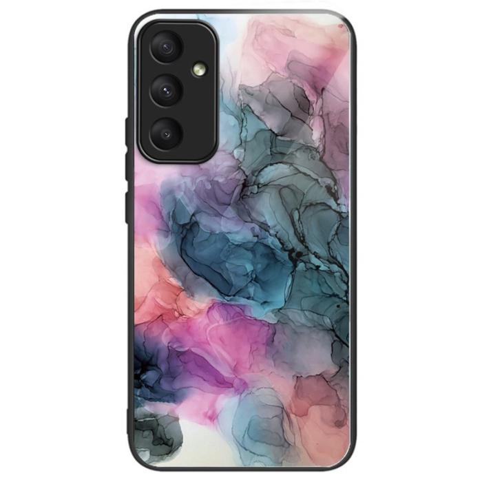 OEM - Samsung Galaxy A55 5G Skal Härdat Glas + Plast Marmor - Style A - Vit