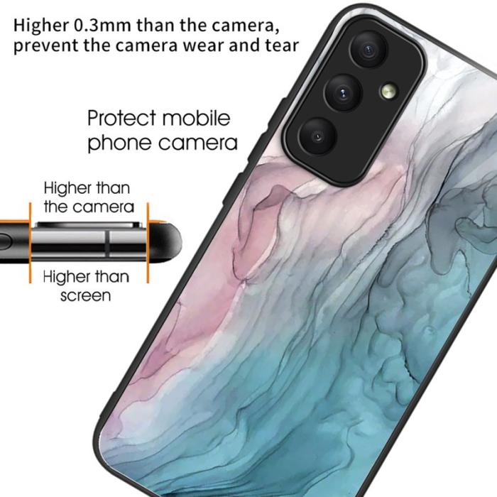 OEM - Samsung Galaxy A55 5G Skal Härdat Glas + Plast Marmor - Style E