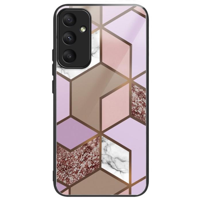OEM - Samsung Galaxy A55 5G Skal Härdat Glas+Plast Marmor - Style J