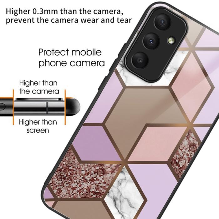 OEM - Samsung Galaxy A55 5G Skal Härdat Glas+Plast Marmor - Style J