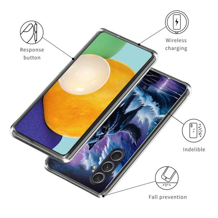 OEM - Samsung Galaxy A55 5G Skal IMD Mönster Tryckt Stöttålig TPU - Wolf Totem