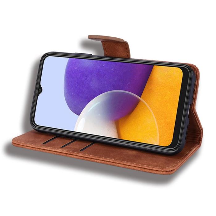 OEM - Samsung Galaxy A55 5G Skal Impräntad Blomma Kalvskinn - Brun